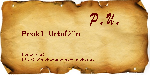 Prokl Urbán névjegykártya